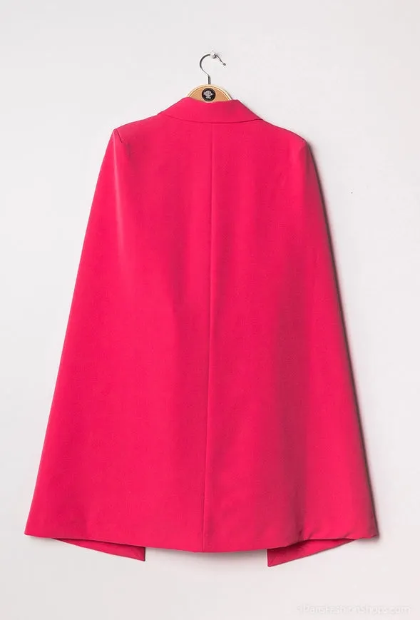 Mid-Length Cape Jacket with Belt Fuchsia