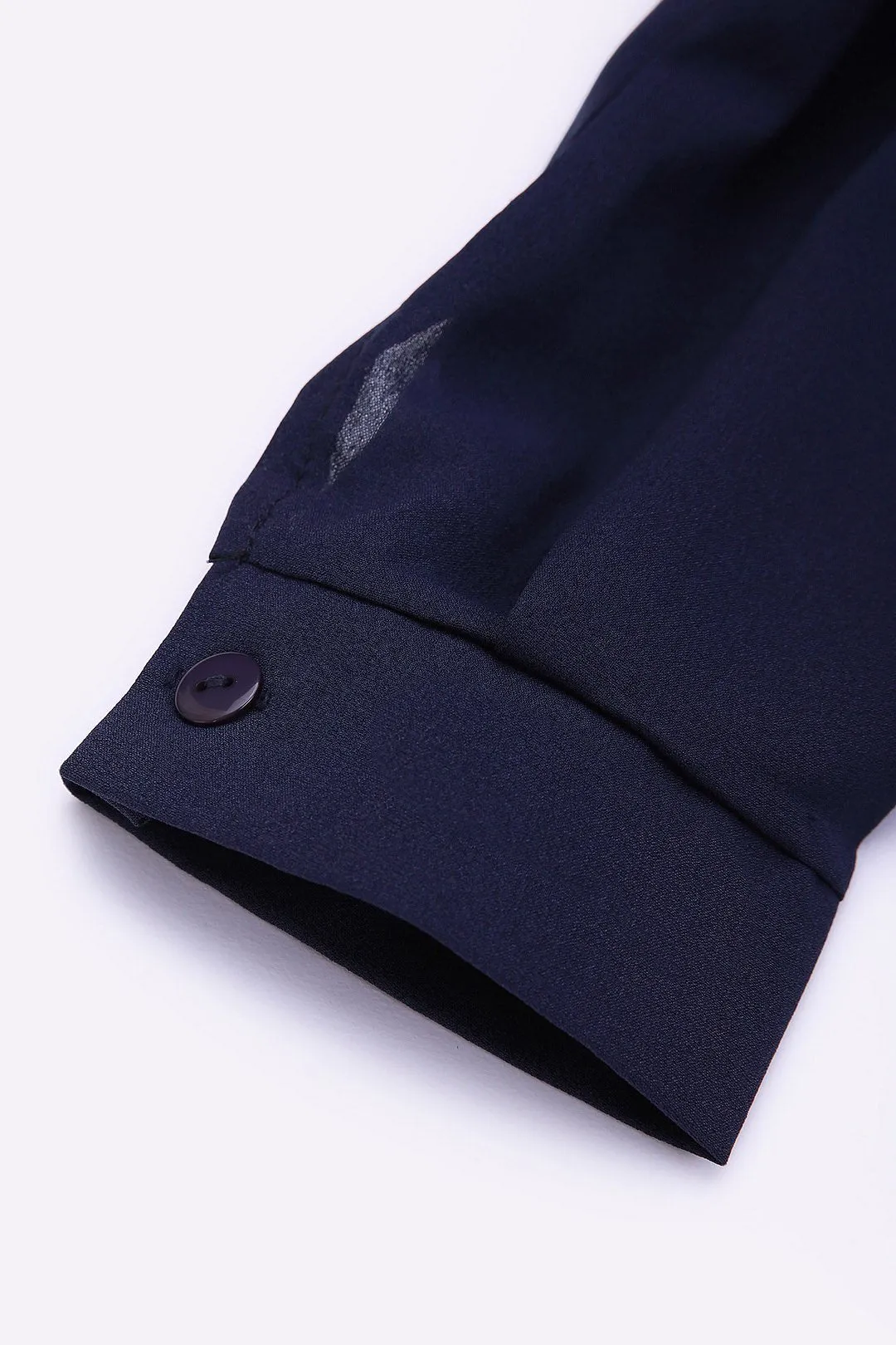 OEM ODM Cold Shoulder Plain Long Sleeve Irregular Hem Navy Blouses