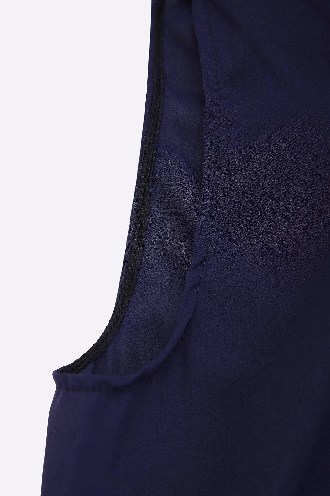 OEM ODM Cold Shoulder Plain Long Sleeve Irregular Hem Navy Blouses