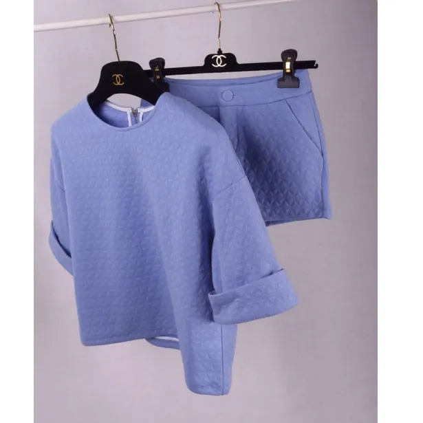 Peyton Relaxed Textured Short - Blue