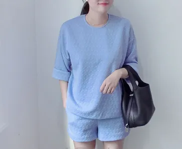 Peyton Relaxed Textured Short - Blue