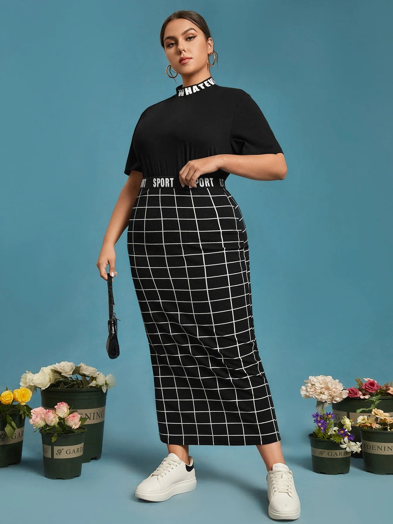 Plaid Long Plus Size Skirt