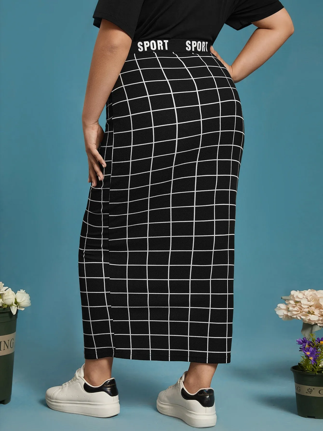 Plaid Long Plus Size Skirt