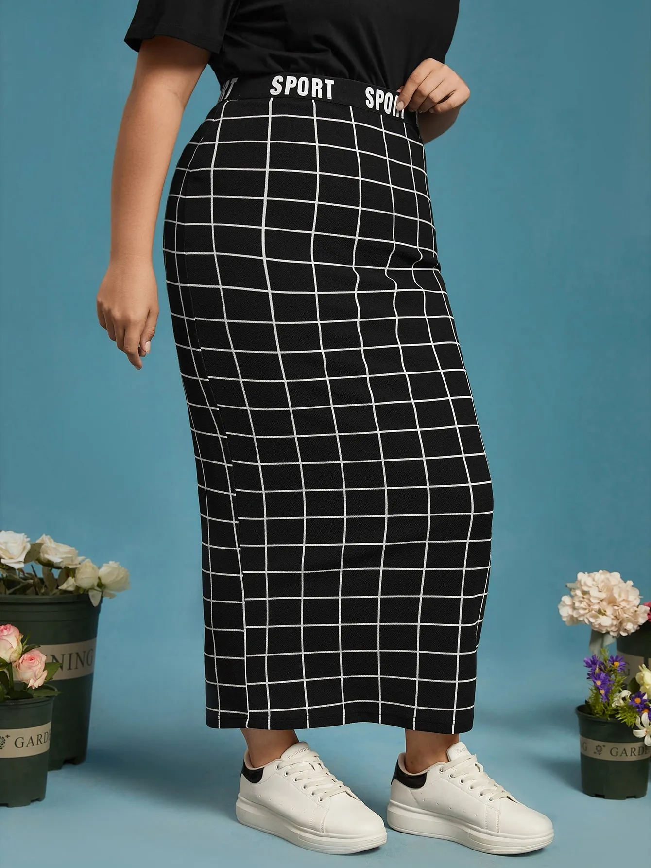 Plaid Long Plus Size Skirt