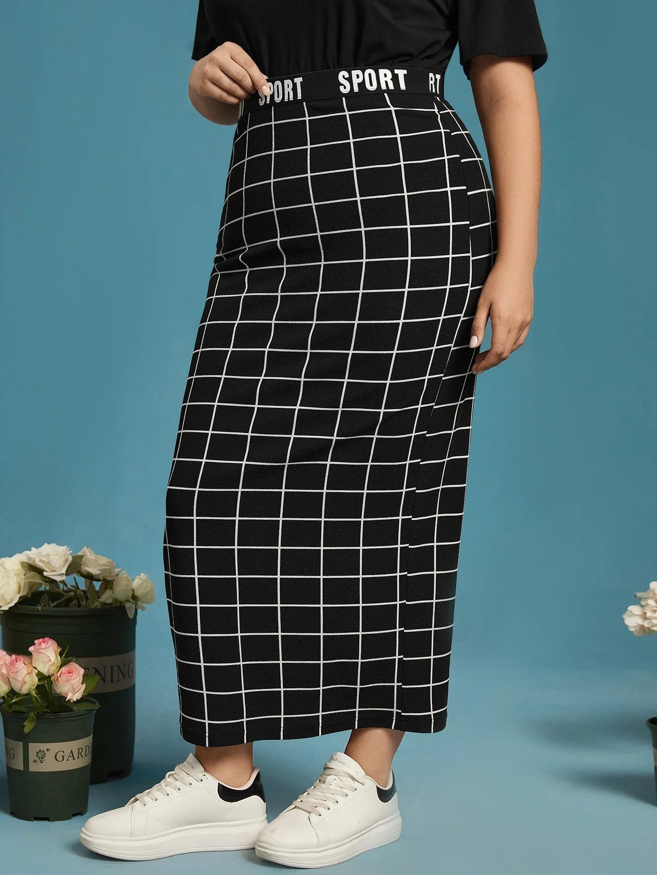 Plaid Long Plus Size Skirt