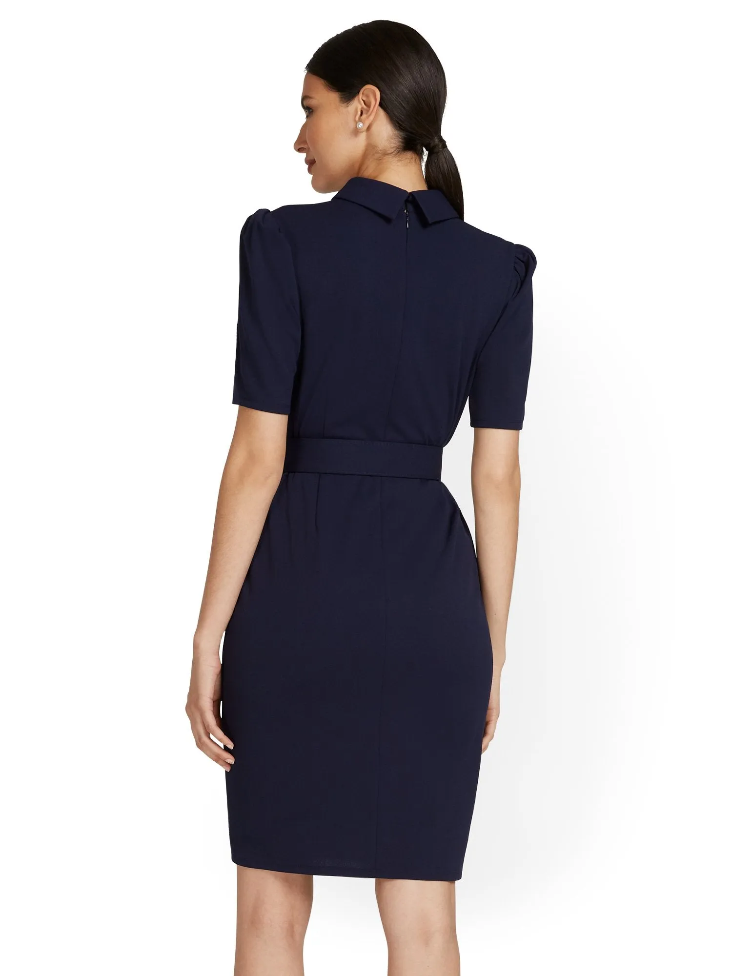 Polo-Collar Sheath Dress - Magic Crepe®