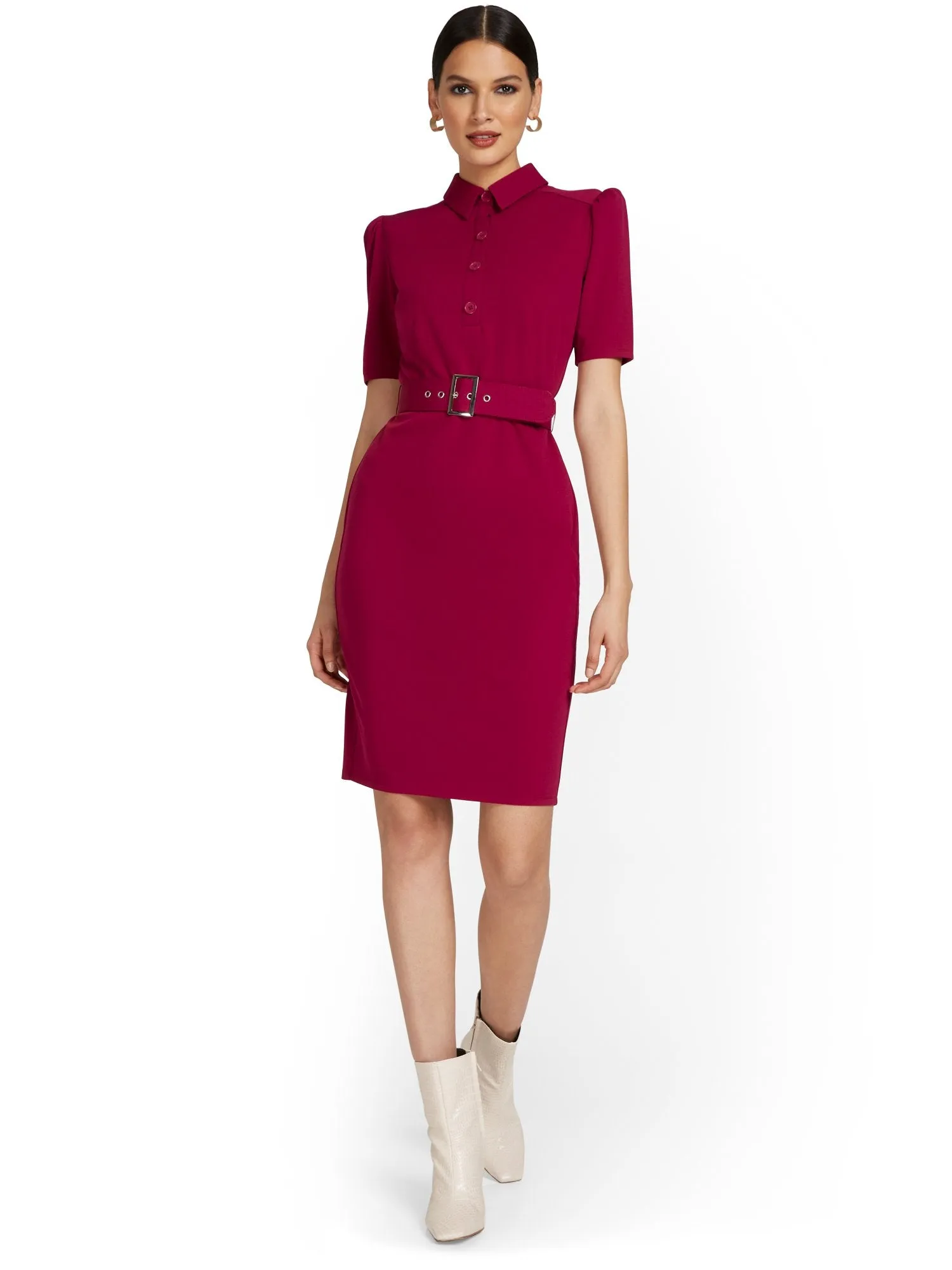 Polo-Collar Sheath Dress - Magic Crepe®