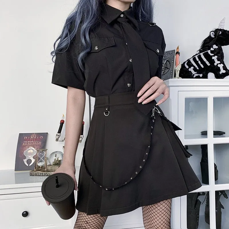 Punk gothic High Waist Black Skirts
