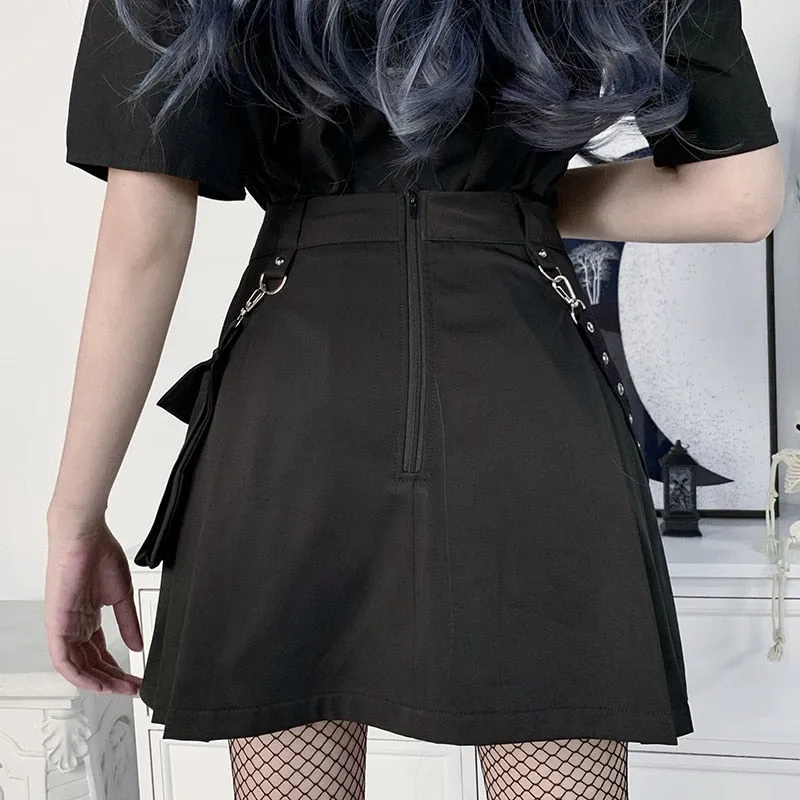 Punk gothic High Waist Black Skirts