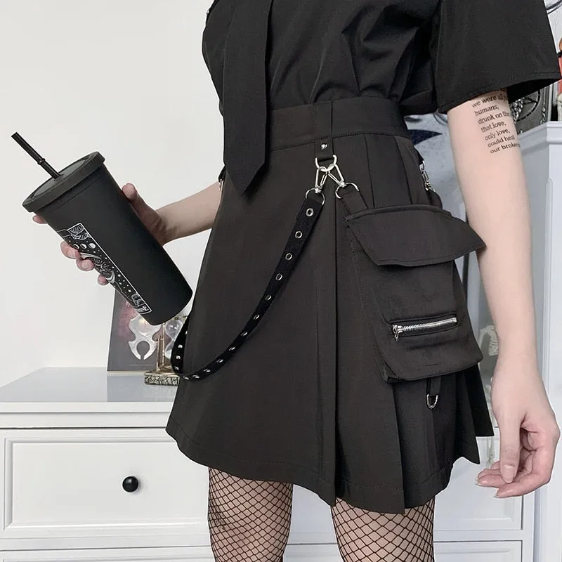 Punk gothic High Waist Black Skirts