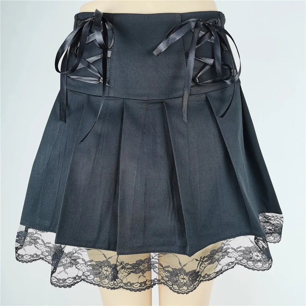 Punk gothic High Waist Black Skirts