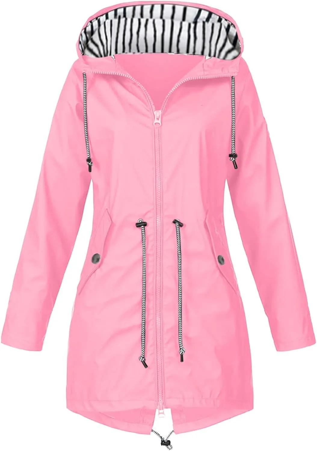Rain Coats Women 2024 Trendy Windbreaker Jackets Waterproof Outerwear Overcoat Lightweight Outdoor Hooded Trench Coat