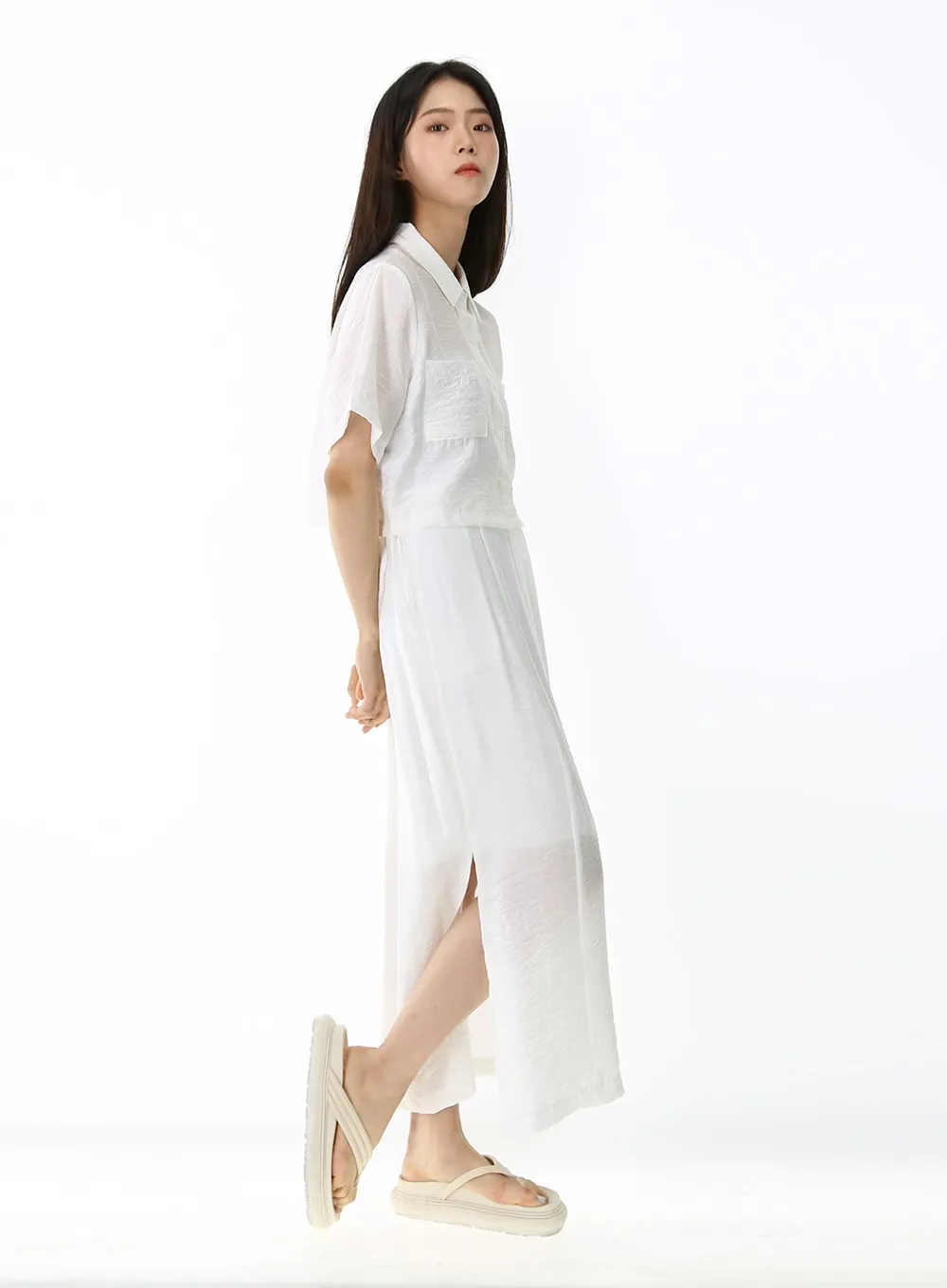 Silky Collared Shirt IJ09