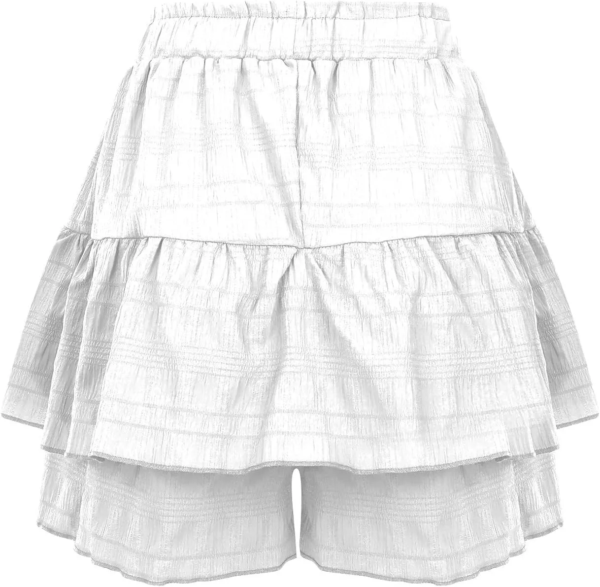 Skirts for Women Trendy Midi Length High Elastic Waist Drawstring Double Ruffle Hem Loose Flowy Casual Short Skirts