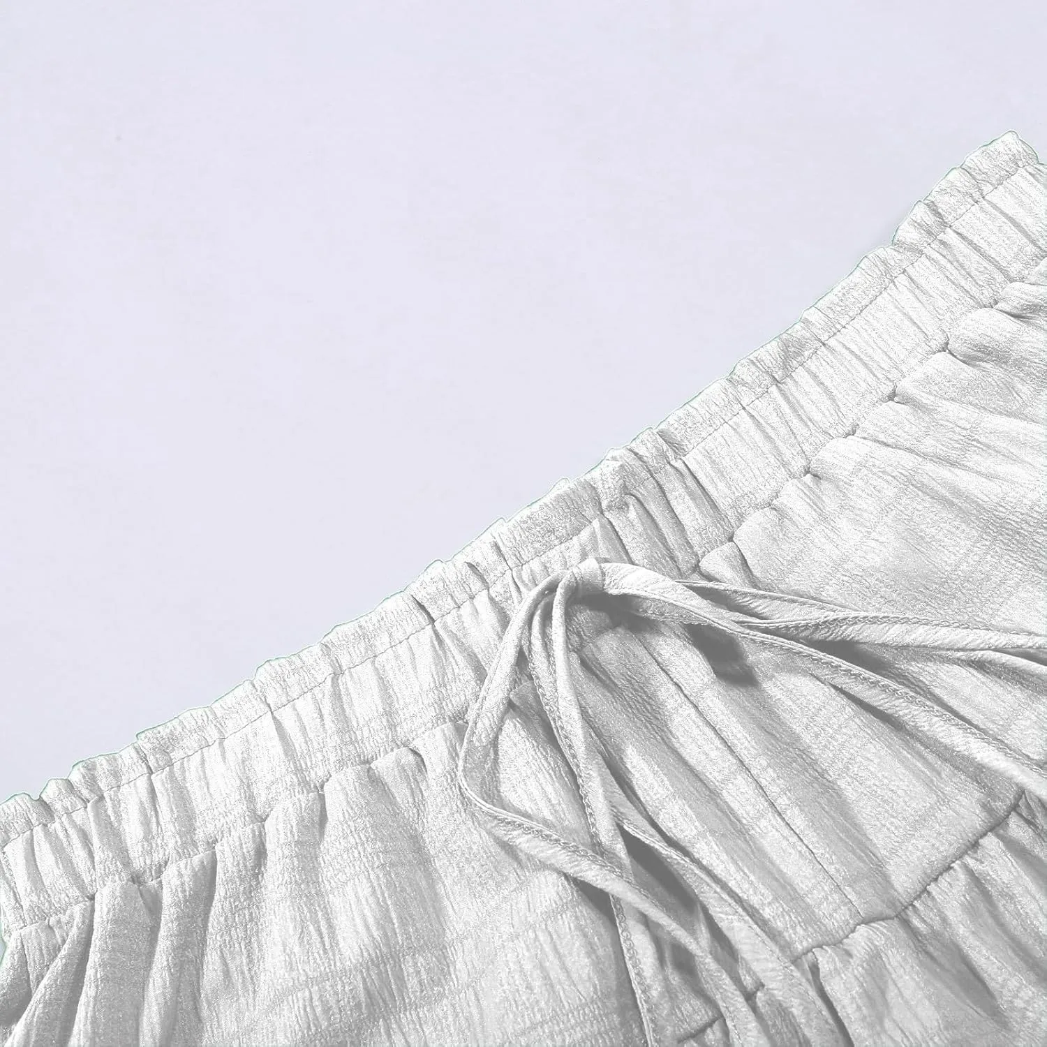 Skirts for Women Trendy Midi Length High Elastic Waist Drawstring Double Ruffle Hem Loose Flowy Casual Short Skirts