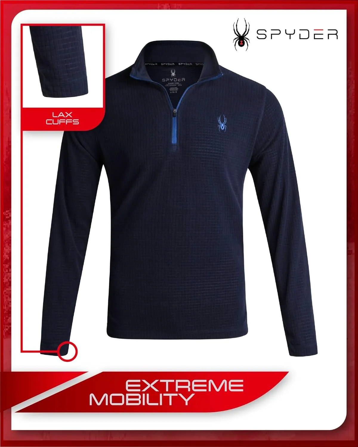Spyder Men's Active Quarter Zip Sweatshirt - Lightweight Grid Fleece Athletic Mock Neck Pullover Sweatshirt (Sizes: S-XXL)