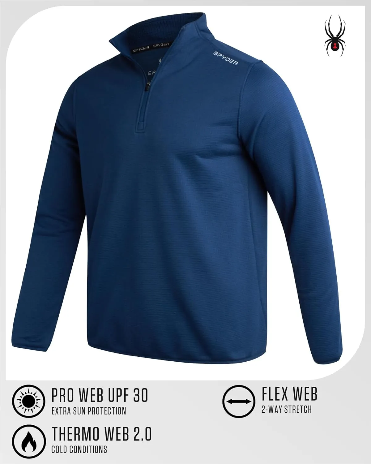 Spyder Men's Active Quarter Zip Sweatshirt - Lightweight Grid Fleece Athletic Mock Neck Pullover Sweatshirt (Sizes: S-XXL)