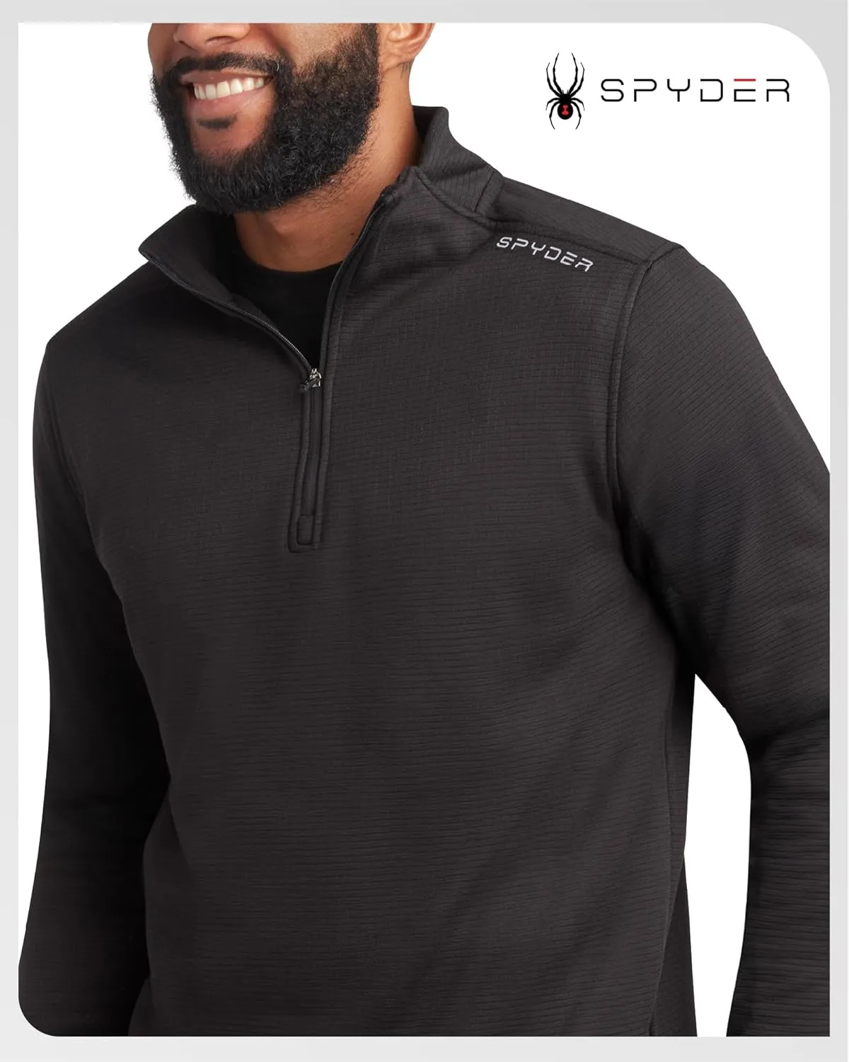 Spyder Men's Active Quarter Zip Sweatshirt - Lightweight Grid Fleece Athletic Mock Neck Pullover Sweatshirt (Sizes: S-XXL)