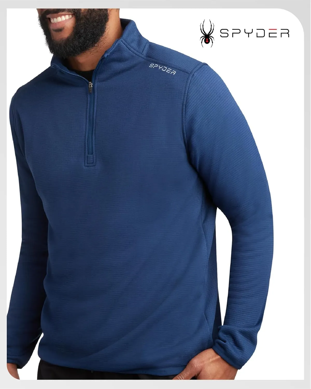 Spyder Men's Active Quarter Zip Sweatshirt - Lightweight Grid Fleece Athletic Mock Neck Pullover Sweatshirt (Sizes: S-XXL)