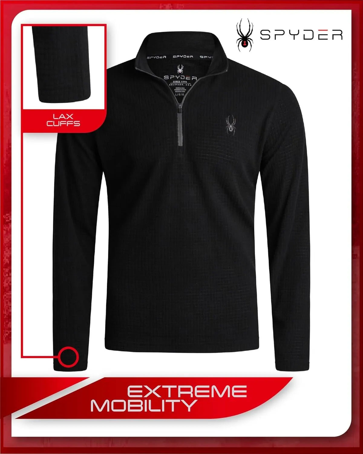Spyder Men's Active Quarter Zip Sweatshirt - Lightweight Grid Fleece Athletic Mock Neck Pullover Sweatshirt (Sizes: S-XXL)