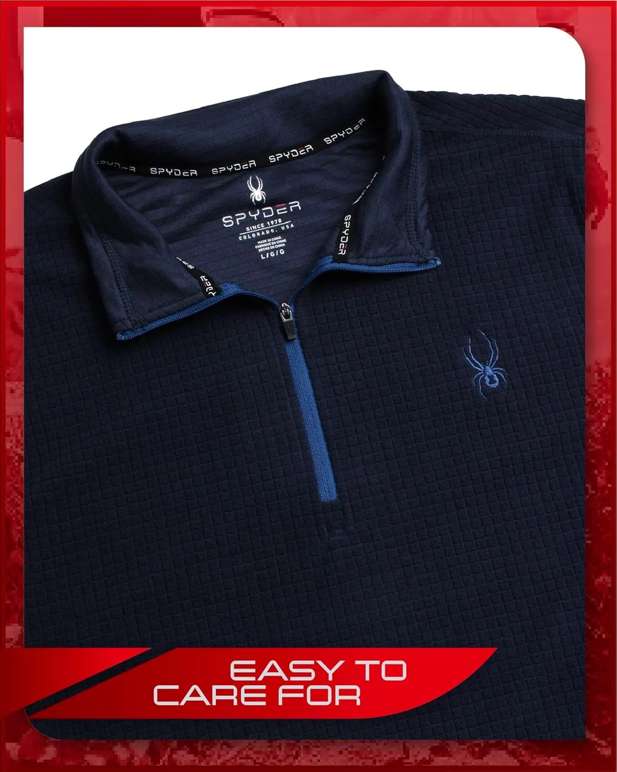 Spyder Men's Active Quarter Zip Sweatshirt - Lightweight Grid Fleece Athletic Mock Neck Pullover Sweatshirt (Sizes: S-XXL)