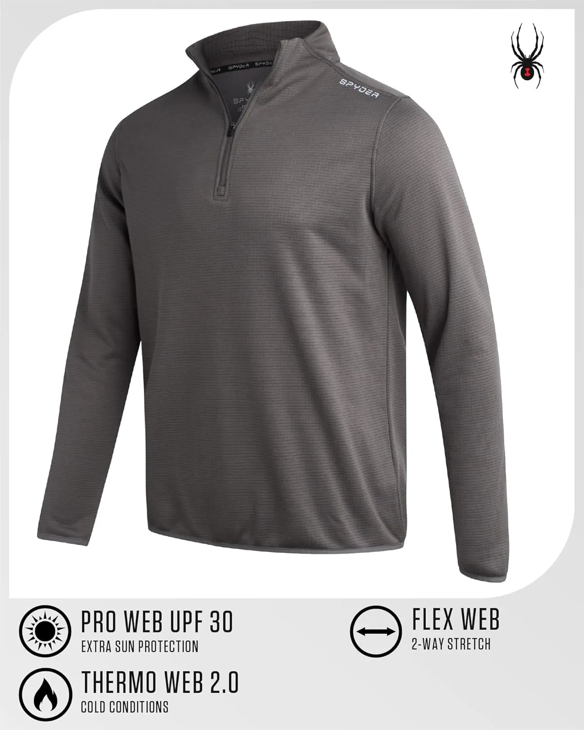 Spyder Men's Active Quarter Zip Sweatshirt - Lightweight Grid Fleece Athletic Mock Neck Pullover Sweatshirt (Sizes: S-XXL)