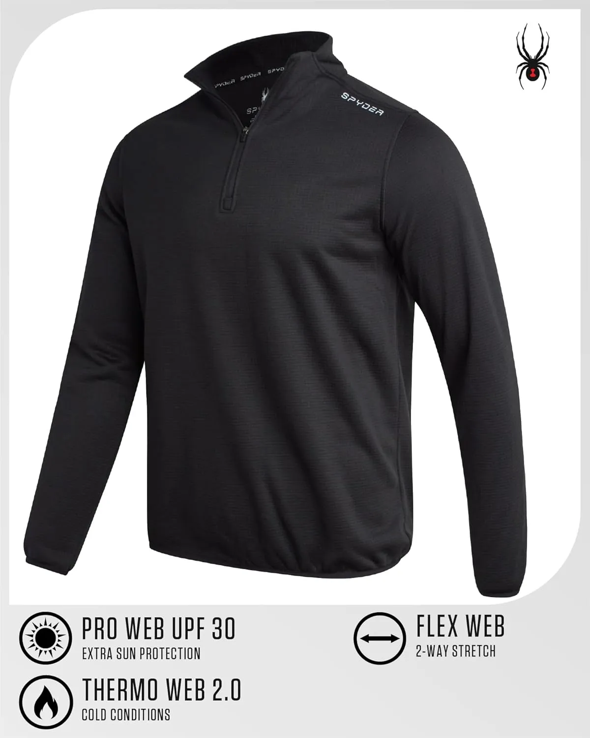 Spyder Men's Active Quarter Zip Sweatshirt - Lightweight Grid Fleece Athletic Mock Neck Pullover Sweatshirt (Sizes: S-XXL)
