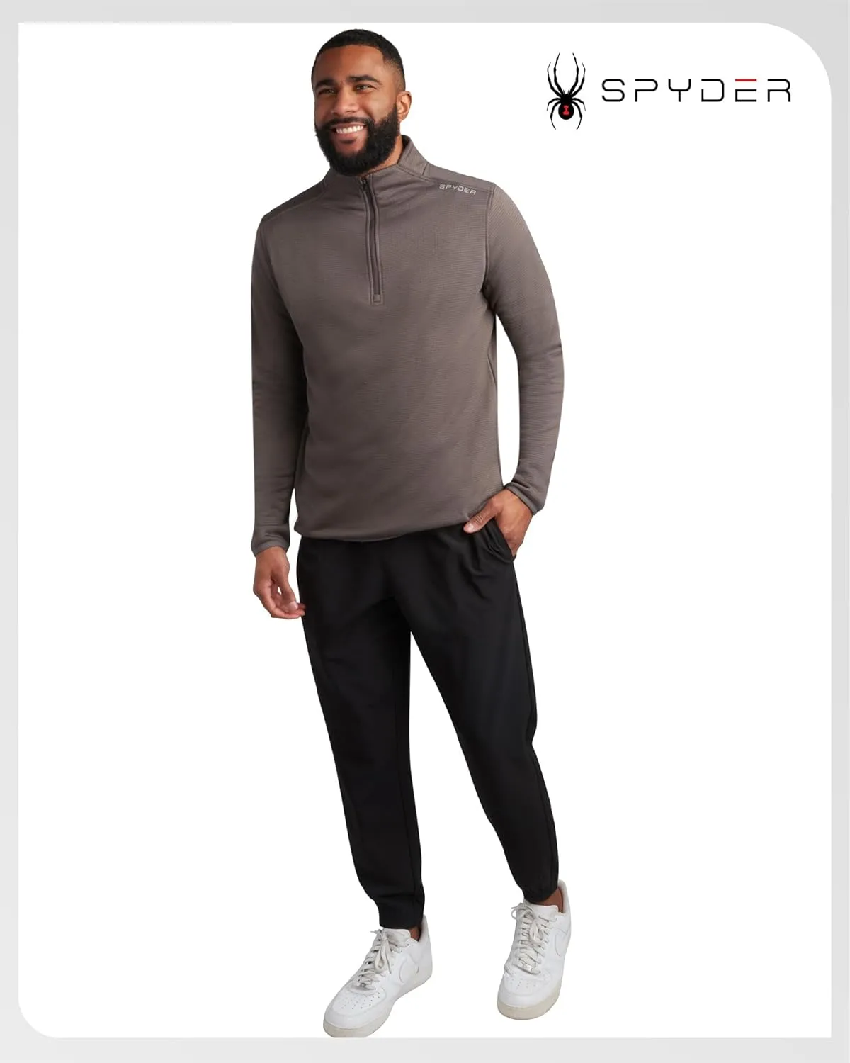Spyder Men's Active Quarter Zip Sweatshirt - Lightweight Grid Fleece Athletic Mock Neck Pullover Sweatshirt (Sizes: S-XXL)