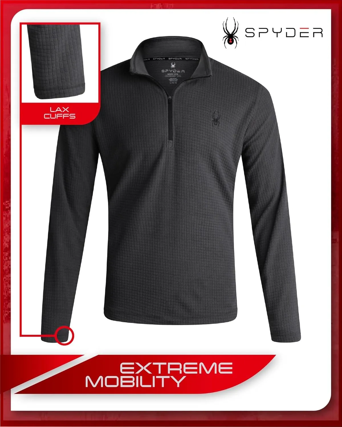 Spyder Men's Active Quarter Zip Sweatshirt - Lightweight Grid Fleece Athletic Mock Neck Pullover Sweatshirt (Sizes: S-XXL)