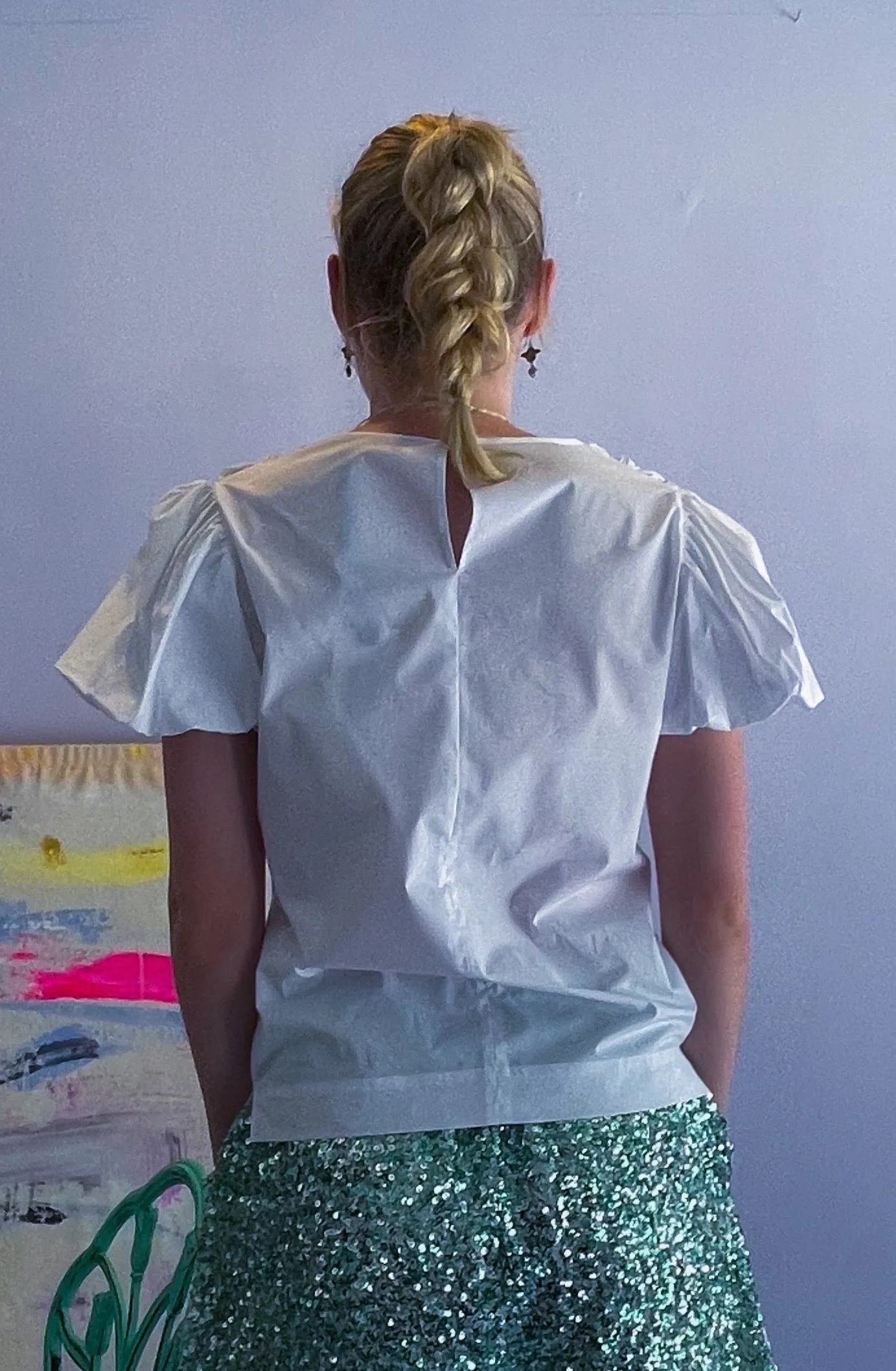 Vivetta- Abstract Smocked Top: White
