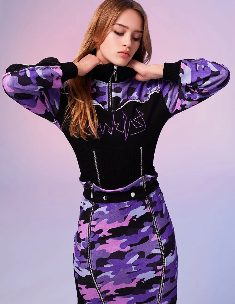Women Camouflage Pattern Midi Pencil Skirt