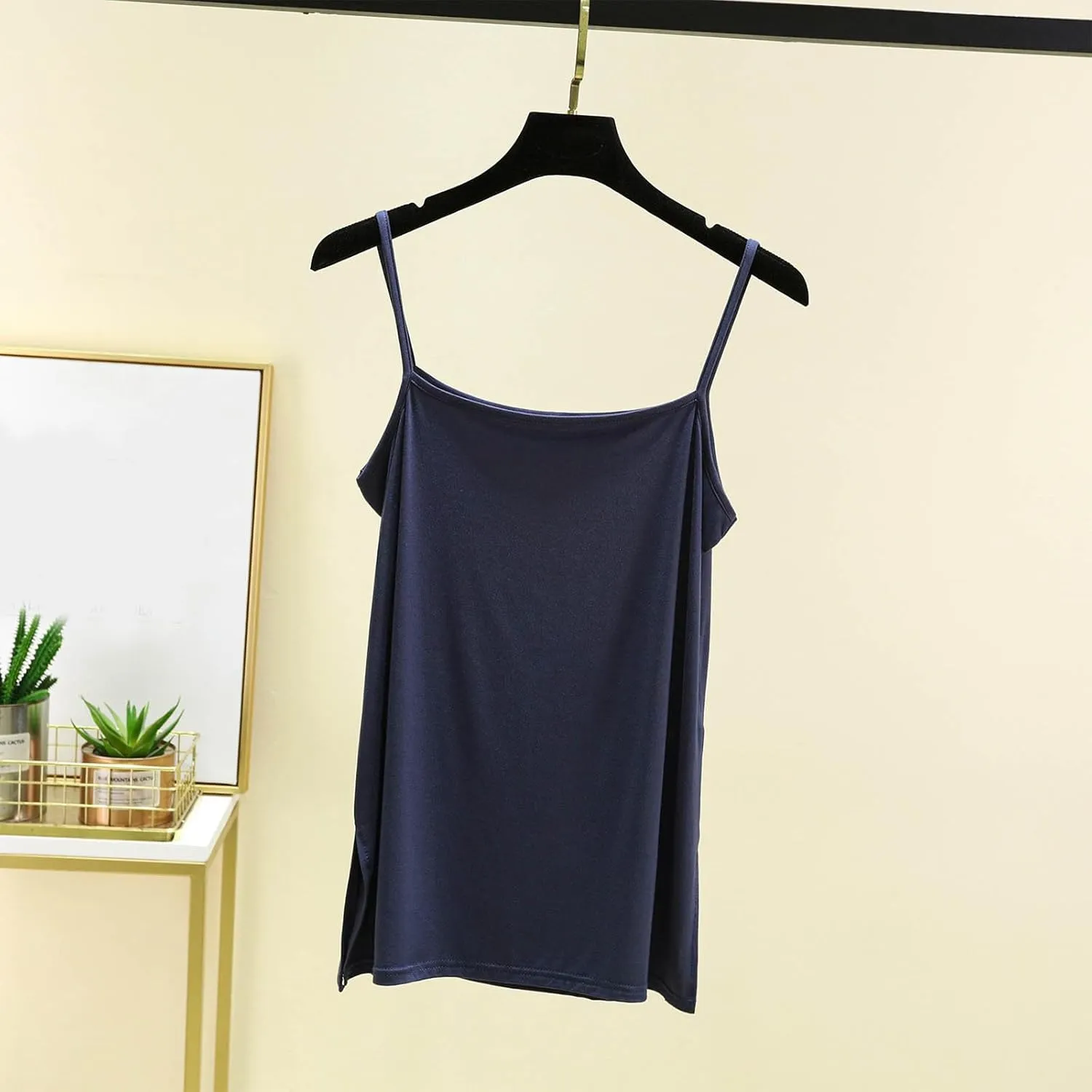 Women's Spaghetti Strap Camisole, Summer Casual Fashion Sleeveless Tank Shirts Comfy Breathable Side Split Tops