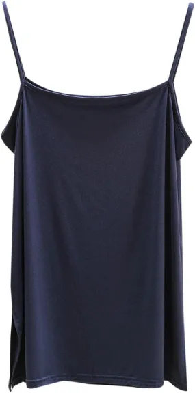 Women's Spaghetti Strap Camisole, Summer Casual Fashion Sleeveless Tank Shirts Comfy Breathable Side Split Tops