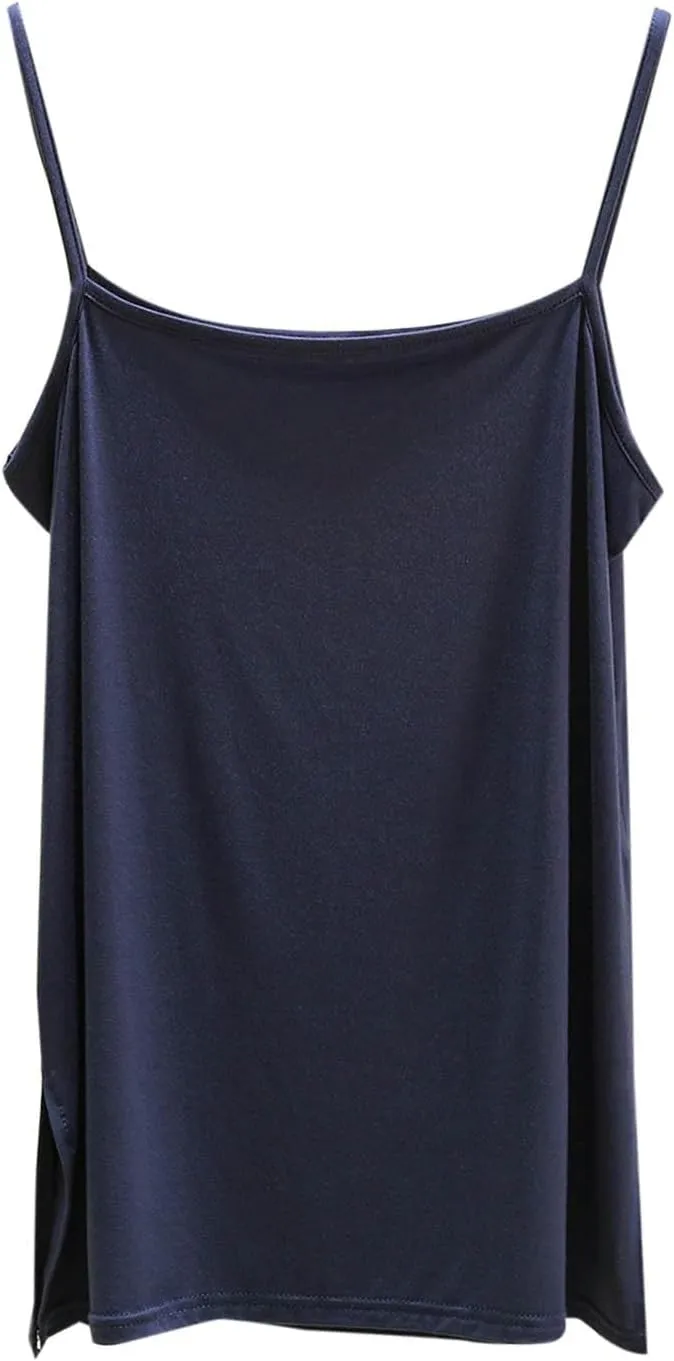 Women's Spaghetti Strap Camisole, Summer Casual Fashion Sleeveless Tank Shirts Comfy Breathable Side Split Tops