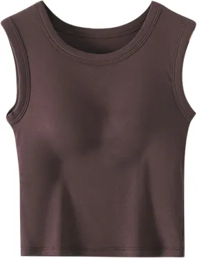 Workout Tank Tops for Women with Built in Bra, Slim Fit Crop Top, Basic Padded Camisole 2025 Summer Clothes